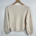 Ralph Lauren LAUREN  L Women Cream Cotton Ribbed Knit Pullover Sweater Crewneck Photo 2