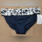 Anne cole Women’s  XL Navy & White Floral Trim Fold Over Swim Bikini Bottom NWT Photo 1