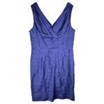 Adrianna Papell ‎ Size 16 Dress Blue Ruffled Sleeveless V Neck Midi Sheath 223 Photo 6
