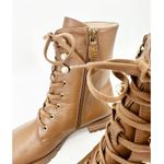 Stuart Weitzman Laine Boot Tan Combat Lace Up Pearl Button 7.5 Photo 6
