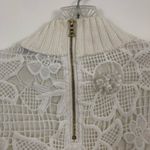 Badgley Mischka  White Floral Lace Guipure Sweater Top Photo 8