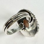 CORAL Pink Scolecite Genuine Stone 925 Sterling Silver Ring White Size 8 Photo 4