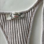 Free People  Ribbed Square Neck Beige Tank Top Racerback XS Photo 5