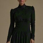 Flocked Mesh Lace Dress Green Size M Photo 4