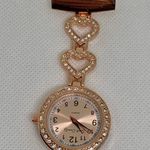 Sarah Coventry Pave rose Gold Tone 30mm Round Quartz Pin Watch running Photo 0