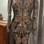 Dress the Population NWT Emmalyn Sequined Midi Dress Rose Gold Multi Size XS Photo 11