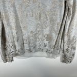 Lucky Brand Mosaic Paisley Print Pullover Sweater Size Small Chiffon Hem Gray Photo 8