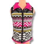 Vintage Icelandic Design Fair Isle Knit Vest Wool Blend Zip Front Large Warm Ski Black Photo 13