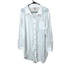 Victoria's Secret White Long Sleeve Button Up Sleep Shirt Shimmer XL Photo 0