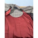 Perceptions Petite Suede Women 3 Piece Suit Collarless Jacket Plaid Rust Hue 14P Orange Photo 6