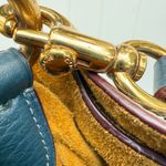 Coach Pebbled Leather Duffle Shoulder Bag 50115 Twist Lock Blue Hobo Crossbody L Photo 9