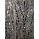 Chico's Travelers Women's Size 3 Black Gold Ruffle Front Long Sleeve Top Shirt Photo 2