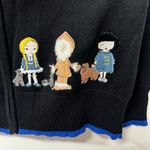 Storybook Knits Vintage Black It's A Small World After All Cardigan Zip Small Photo 4