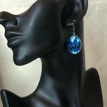 Charles Albert Fine Sterling Silver Blue Abalone Cabochon French Wire Earrings Photo 0