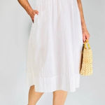 Everlane  White Seersucker Midi‎ Dress M Cotton Sleeveless Resort Wear Vacation Photo 0