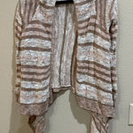 Charlotte Russe  Cardigan Sweater Open Front‎ Striped Knit Pink White Large Photo 0