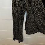 J.B.S. Elegant Black and White Wrap Blouse Gold Silver Metallic Large Party Photo 2