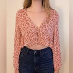 LA Hearts PacSun  Pink Flowy Button-Front Cropped Top Size Medium Photo 0