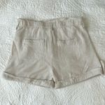 Dear John  Women's Small Karlie Paper Bag Waist Shorts Linen Cuff Tan Buttons Photo 3