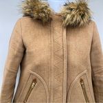 J.Crew Italian Stadium Cloth Nello Cori Tan Coat with Faux Fur Trim-Size 00 Photo 1
