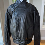 Vintage 80s Bermans Black Leather Bomber Jacket Thinsulate Lined Sz Medium Tall Photo 0