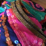 Judith Ann Creations Vintage 60s  Beaded Silk Colorful Kaftan Mini Dress Magenta Photo 2