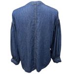 Soft Surroundings Denim Snap Front Shirt Size M Long Drop Shoulder Bubble Sleeve Photo 6