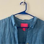 Lilly Pulitzer Linley Linen Blue Coverup Button Up Dress Size L Photo 4