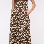 Abercrombie & Fitch  Tie Back Brown Babydoll Linen Maxi Dress Small Petite Photo 0