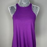 Free People  Ribbed Flowy High Neck Racerback Tunic Tank Top Shirt Purple XS Photo 2