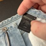 EXPRESS Y2K Denim Skirt Size 7/8 Floral Silk Trim Retro Knee Length Boho Rave Photo 7