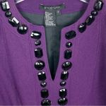Etcetera  Beaded Neckline Sleeveless Wool Sheath Pockets Black Purple Size 2 Photo 3