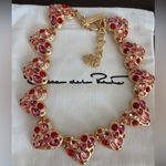 Oscar de la Renta  Vibrant Pink and Gold Necklace Photo 1