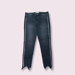 ZARA Z1975 Denim jeans with rhinestones on a sides skinny distressed hem sz 8 Photo 1