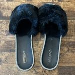Bamboo  Black Faux Fur & Rhinestone Sparkles Jelly Slides Sandals Size 10 Photo 3