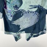 Citron Santa Monica Silk Blend Jacket Open Front Lightweight Geen Blue Petite M Size undefined Photo 9