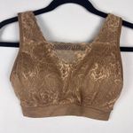 Breezies Lace Front Closure Bra Small Tan Nude Wireless Comfort Support Bralette Brown Photo 0
