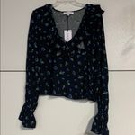 We Wore What  BLACK RUFFLE FLORAL BLOUSE XL NEW WITH TAGS Photo 1