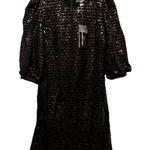 Karl Lagerfeld Paris Black Sequin Puff-Sleeve Dress (Size 6, NWT) Photo 0
