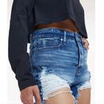 Good American  Bombshell Women’s Blue Denim Distressed Cotton Shorts Size 0/25 Photo 3