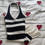 Princess Polly Black and White Striped Halter dress Photo 0