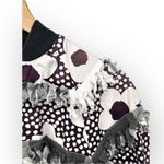 Vintage Paula Sweet Fringe Ruffle Flower Print Black White Bomber Jacket Size L Photo 8