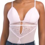 Rachel Roy RACHEL Lace High Cut Teddy Bodysuit Powder Pink Padded Cups Medium Photo 3
