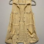 Free People Pale Yellow Button Front Tie Waist Vest Jacket Photo 1