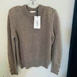 Ba&sh ‎ Keane Lace-Up Cuff Wool & Cotton Sweater, Tan, Size Small, DESIGNER, NWT Photo 3