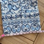 ZARA  Wide Leg Paisley Print Pants Linen Blend Blue White M Photo 10