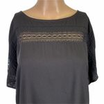 Levi's  Womens Blouse Top Shirt Lace Trim Dolman Sleeve Pullover Black Small Photo 2