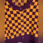 ZARA  Women’s Fuzzy Wool Blend Checkerboard Knit Cropped Sweater Y2K Sz L Photo 5