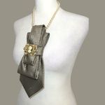 “Dainty Dapper” Elegant Black & gold neckTie Necklace with cameo brooch. Photo 2