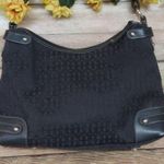 Gianni Bini Black Baguette Signature Print Leather Accent Shoulder Bag Purse Photo 5